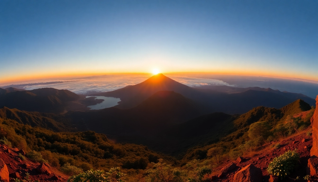 Majestic Mt. Rinjani with volcanic crater, lush greenery, and scenic mountain landscape.