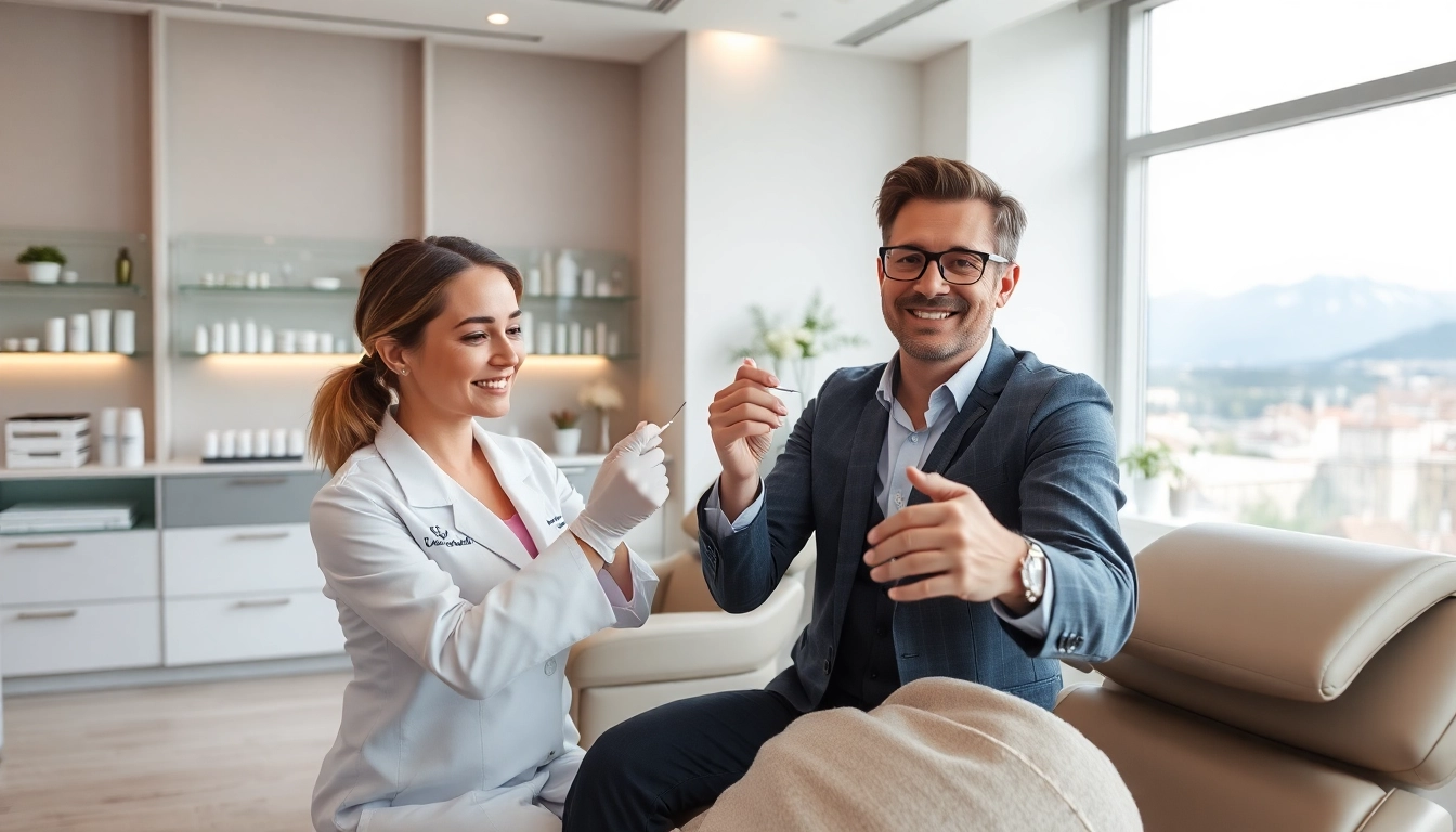 Moderne Ästhetik-Klinik in Zürich mit Arzt bei Botox-Behandlung