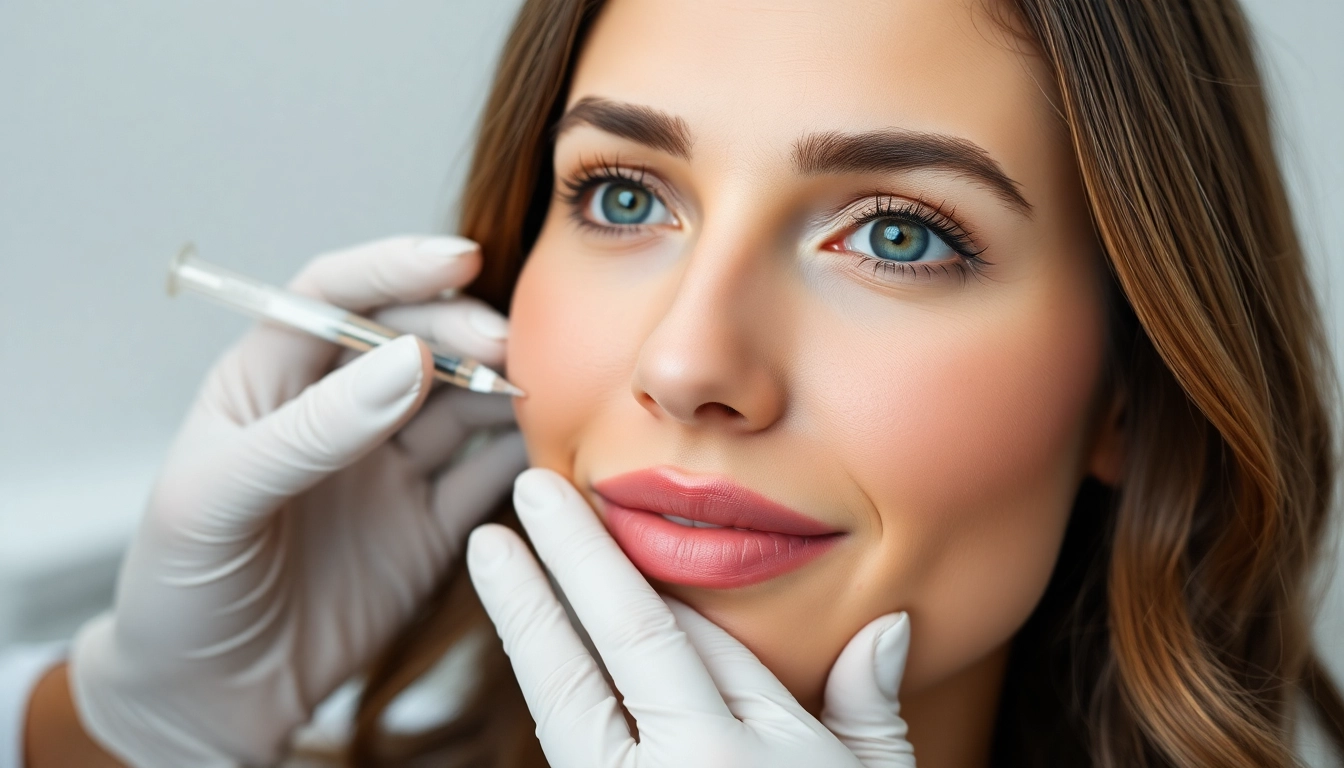 Botox Zürich treatment session showing a professional aesthetic clinic with smiling patient receiving injections for youthful skin enhancement.