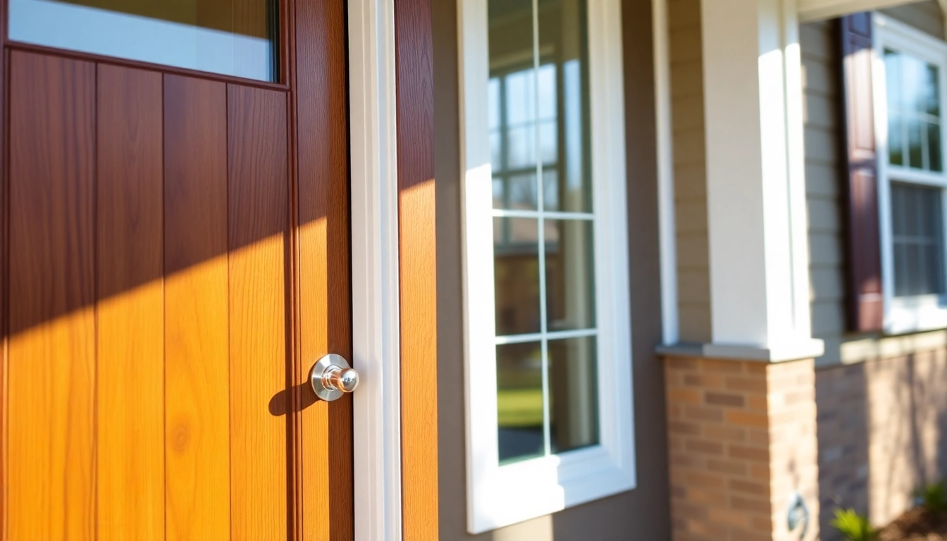Upgrade with front door replacement: bold craftsman entry on a sunny brick facade