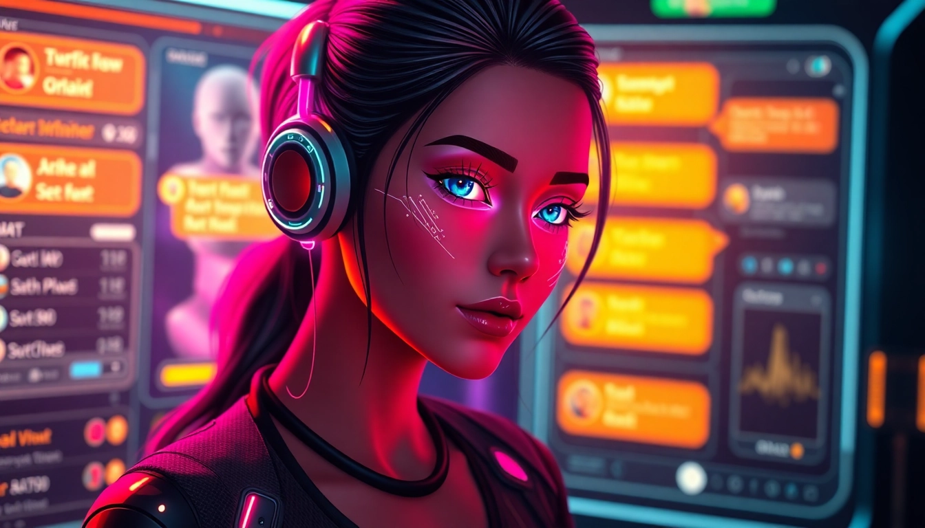 AI girlfriend engaging in unfiltered NSFW chat on a sleek virtual interface, capturing realism and intimacy for enhanced user experience.